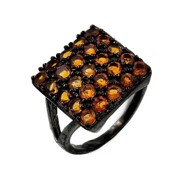 Anillo de gemas Plata 925 bañado en rodio negro