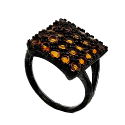 Bague pierre précieuse Argent rhodié noir 925
