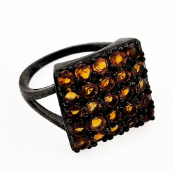 Anillo de gemas Plata 925 bañado en rodio negro