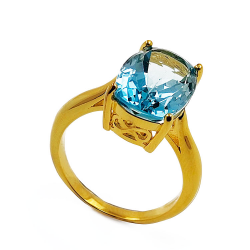 Anillo de Topacio en Plata de Ley 925 bañado en rodio, rodio negro o oro amarillo.