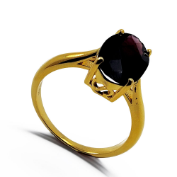 Granatring aus 925 Sterling Silber rhodiniert, schwarz rhodiniert, gelbvergoldet oder rosévergoldet.