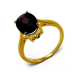 Anello con granato in argento Sterling 925 rodiato, rodiato nero, placcato oro giallo o placcato oro rosa.