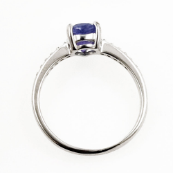 Bague tanzanienne avec zircon en argent 925 rhodié