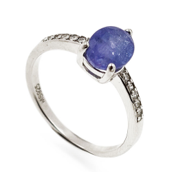 Anillo de Tanzania con circonita en Plata 925 rodinado