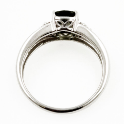 Moldavitring mit weißem Topas aus rhodiniertem 925er Sterlingsilber