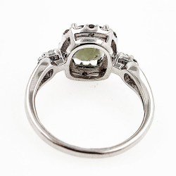 copy of Moldavitring mit weißem Topas aus rhodiniertem 925er Sterlingsilber