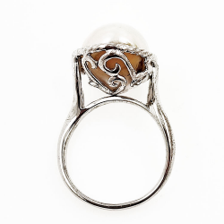 Bague perle en argent 925 rhodié