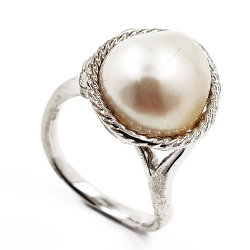 Anello di perle in argento 925 placcato in rodio
