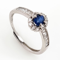 Anillo de zafiro con circonita Plata 925 rodinado