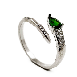 Anillo de Cromodiopsido con zirconita en Plata 925 rodinada