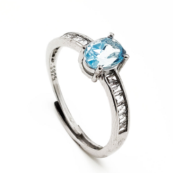Anillo de topacio con circonita en plata 925 rodinada