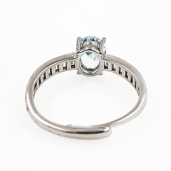 Bague topaze avec zircon en argent 925, rhodié