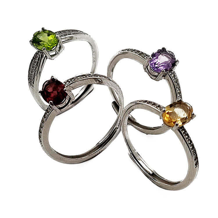Bague en argent 925 pierres précieuses