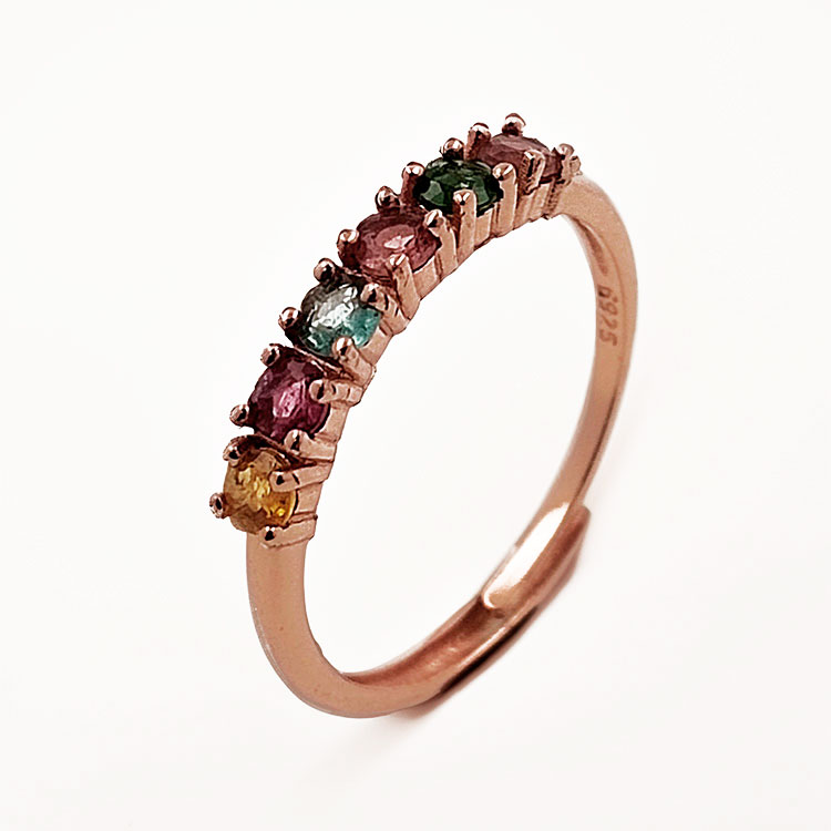 Ring mit Turmalin aus 925er Sterlingsilber, rosévergoldet