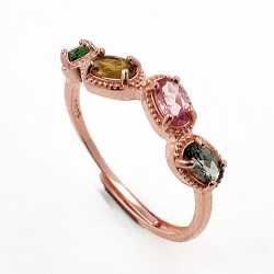 Tourmaline ring in rose gold plated 925 silver
