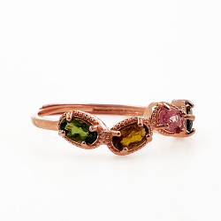 Ring mit Turmalin aus 925er Sterlingsilber, rosévergoldet