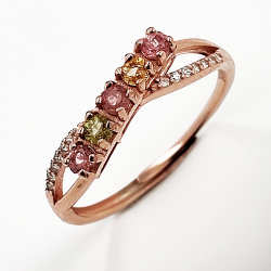 Ring mit Turmalin und Zirkonia aus 925er Sterlingsilber rosévergoldet