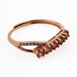 Ring mit Turmalin und Zirkonia aus 925er Sterlingsilber rosévergoldet