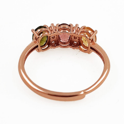 Ring mit Turmalin und Zirkonia aus 925 Sterlingsilber rosévergoldet