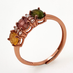 Ring mit Turmalin und Zirkonia aus 925 Sterlingsilber rosévergoldet
