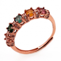 Anillo turmalina con circonita en plata 925 bañada en oro rosa