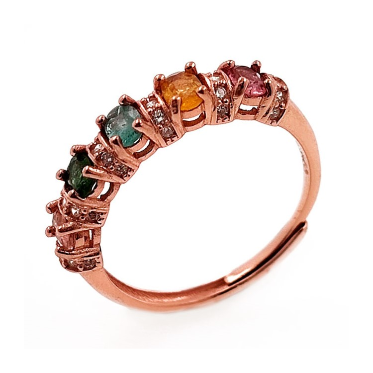 Ring mit Turmalin und Zirkonia aus 925 Sterlingsilber rosévergoldet