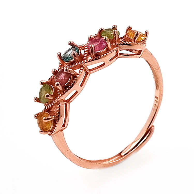 Ring mit Turmalin aus 925er Sterlingsilber, rosévergoldet