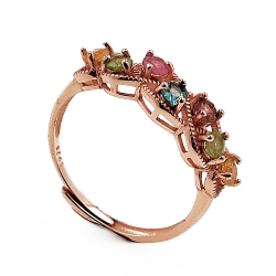 Tourmaline ring in rose gold plated 925 silver