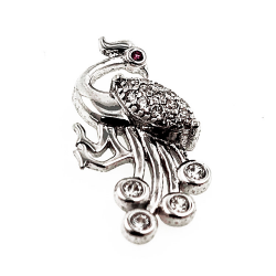 Pfau Anhänger mit Zirkonen und Rubin in 925 Sterling Silber