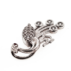 Pfau Anhänger mit Zirkonen und Rubin in 925 Sterling Silber