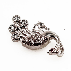 Pfau Anhänger mit Zirkonen und Rubin in 925 Sterling Silber