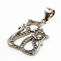 2 Katzen-Zirkonia-Anhänger aus 925er Sterlingsilber