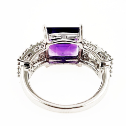Anillo de Plata 925 bañado en rodio con Amatista y Zircón