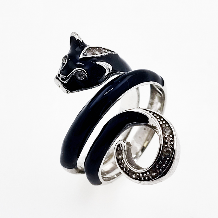 925 Sterling Silber versilberter Saphir Panther Ring