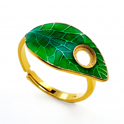 Anello a foglia in argento 925 placcato oro giallo fai da te