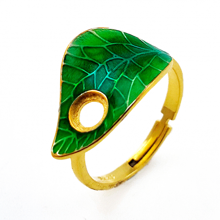 DIY Gelbgold plattierter 925 Silber Blatt Ring