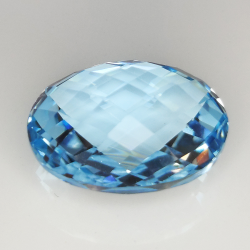 18.42ct Blue Topaz double checkerboard cut 18.41x14.05mm