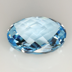 18.42ct Blue Topaz double checkerboard cut 18.41x14.05mm