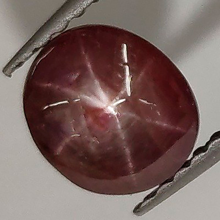 2,03 ct Rubis étoilé ovale 6,68 x 5,83 x 4,46 mm