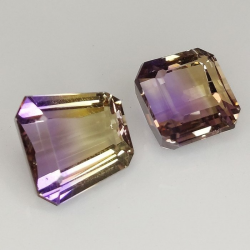10,57 ct Amétrine naturelle 11,02 x 10,78 x 6,71 et 9,00 x 9,49 x 6,76 mm