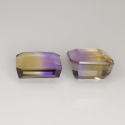10.29 ct Ametrine natural 9.60 x 9.76 x 6.84 and 10.34 x 10.21 x 5.43 mm