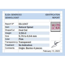 3,59 ct 4 espinelas oval 5,76 a 6,64 mm
