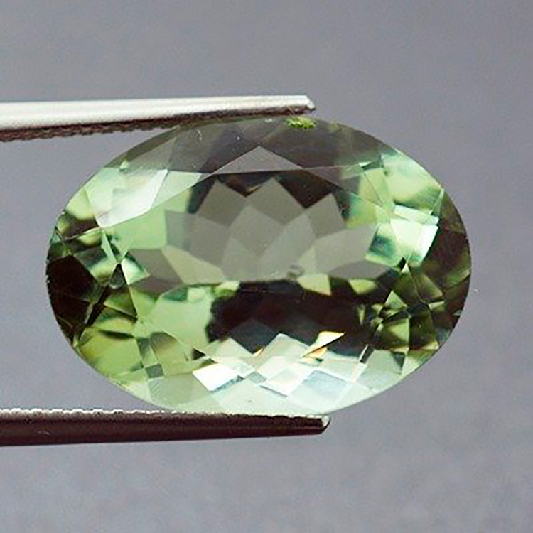 12,40 ct Prasiolite ovale 18,09 x 13,00 x 9,53 mm