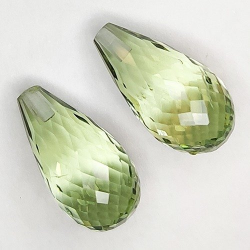 14,02 ct 2 Briolette Prasiolita Aprox. 16,10 x 8,40 x 8,40 mm