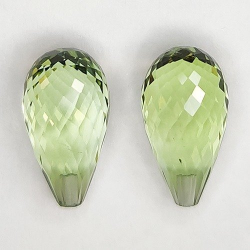 14,02 ct 2 Briolette Prasiolita Aprox. 16,10 x 8,40 x 8,40 mm