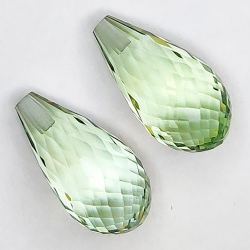 13.56 ct 2 Briolette Prasiolite Aprox. 16.1 x 8.3 x 8,4 mm