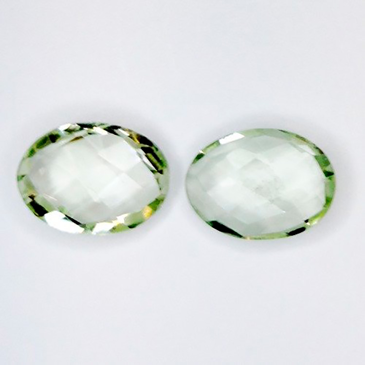 8,97 ct 2 Prasiolita Damero Oval 14,07 x 9,90 x 4,58 mm