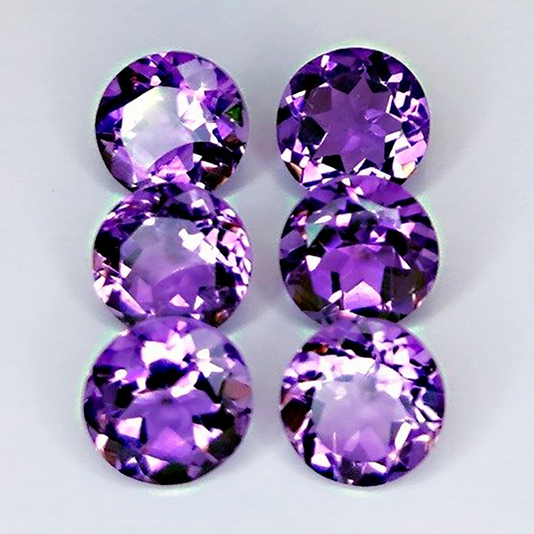 10,84 ct 6 runder Amethyst 8.05 x 8.04 x 5.36 mm