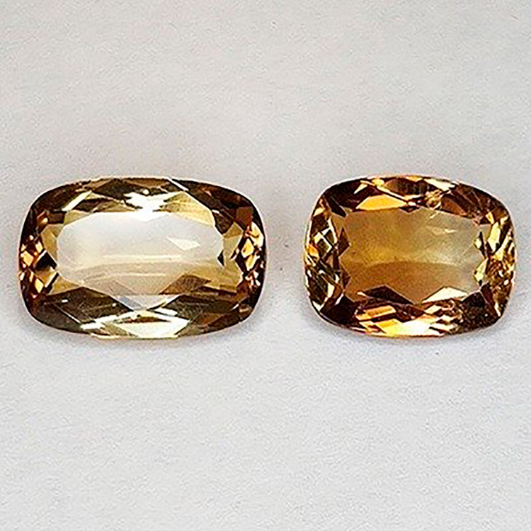 7,25 ct Topazio a cuscino 11,85 x 7,78 x 4,73 e 10,15 x 7,82 x 4,32 mm