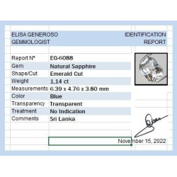 1.14 ct Blauer Saphir im Smaragdschliff 6,39 x 4,76 x 3,80 mm